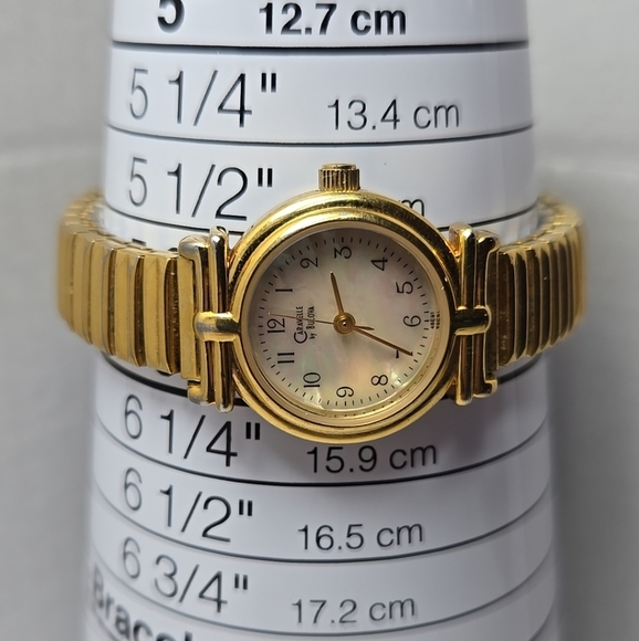 Womens Caravelle By Bulova Watch Gold Tone Mother Of Pearl C877485 New Battery - Picture 6 of 9